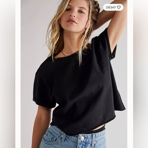Free People “we the free perfect tee” black cropped T-shirt